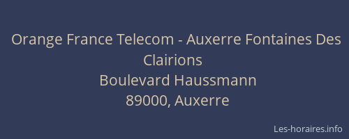 Orange France Telecom - Auxerre Fontaines Des Clairions