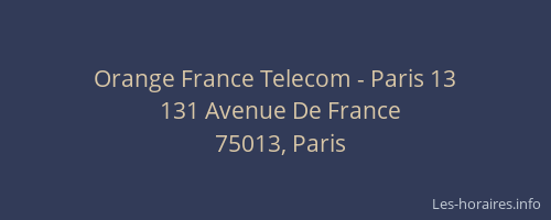 Orange France Telecom - Paris 13