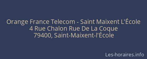 Orange France Telecom - Saint Maixent L'École