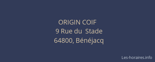 ORIGIN COIF