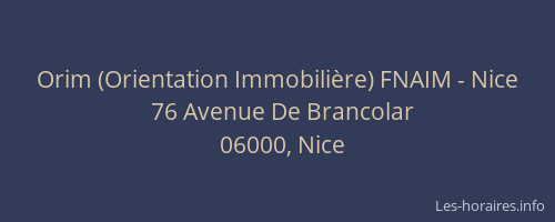 Orim (Orientation Immobilière) FNAIM - Nice