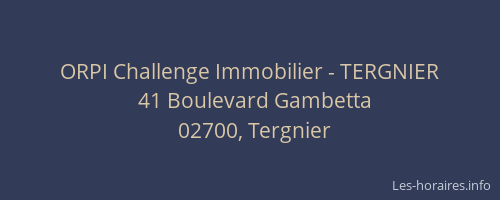 ORPI Challenge Immobilier - TERGNIER