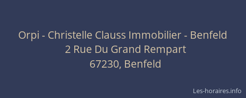 Orpi - Christelle Clauss Immobilier - Benfeld