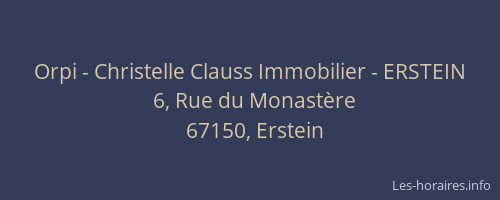 Orpi - Christelle Clauss Immobilier - ERSTEIN