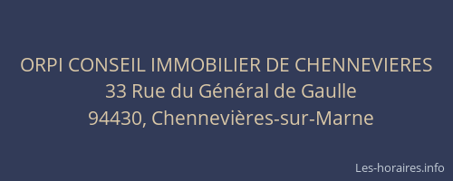 ORPI CONSEIL IMMOBILIER DE CHENNEVIERES