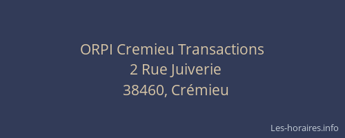 ORPI Cremieu Transactions
