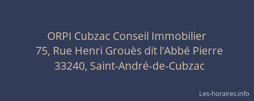ORPI Cubzac Conseil Immobilier