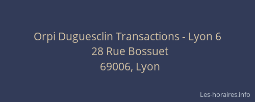 Orpi Duguesclin Transactions - Lyon 6