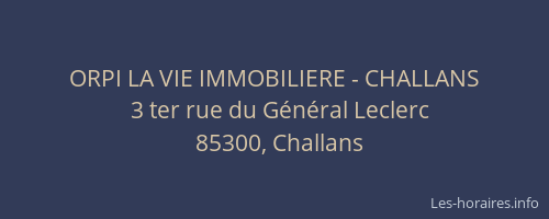ORPI LA VIE IMMOBILIERE - CHALLANS
