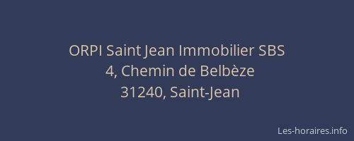 ORPI Saint Jean Immobilier SBS