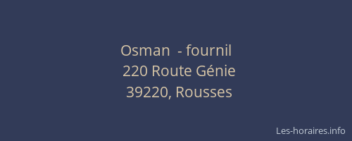 Osman  - fournil