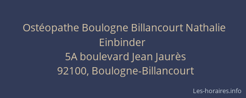 Ostéopathe Boulogne Billancourt Nathalie Einbinder