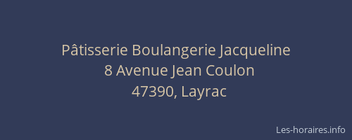 P&acirc;tisserie Boulangerie Jacqueline