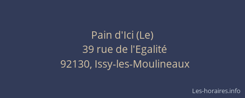 Pain d'Ici (Le)