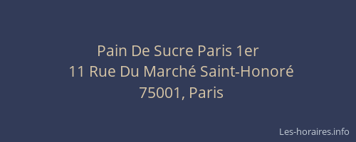 Pain De Sucre Paris 1er