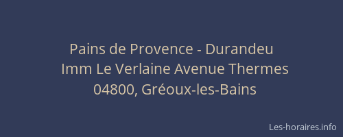 Pains de Provence - Durandeu