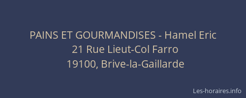 PAINS ET GOURMANDISES - Hamel Eric