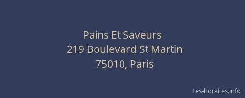 Pains Et Saveurs