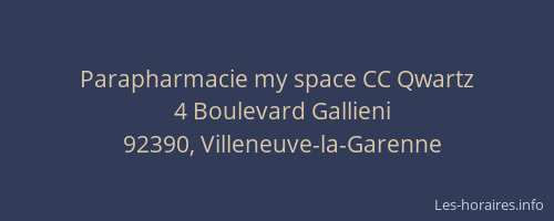 Parapharmacie my space CC Qwartz