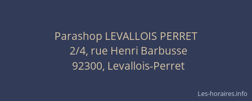 Parashop LEVALLOIS PERRET