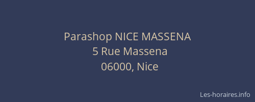 Parashop NICE MASSENA