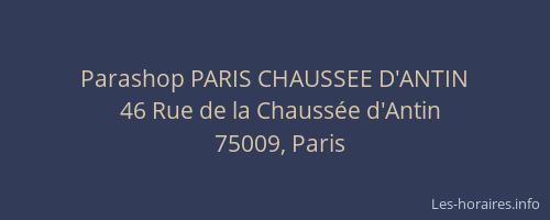 Parashop PARIS CHAUSSEE D'ANTIN