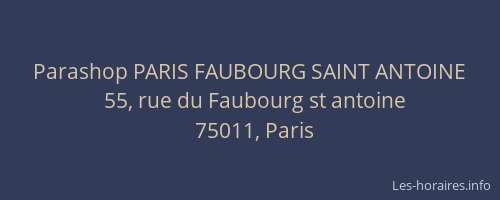 Parashop PARIS FAUBOURG SAINT ANTOINE