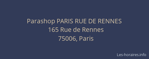 Parashop PARIS RUE DE RENNES