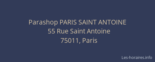 Parashop PARIS SAINT ANTOINE