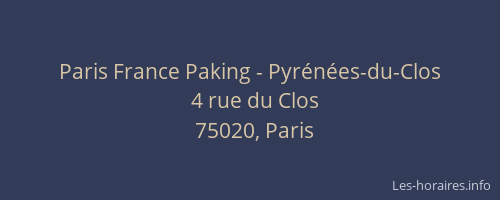 Paris France Paking - Pyrénées-du-Clos