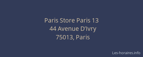 Paris Store Paris 13
