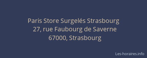 Paris Store Surgelés Strasbourg