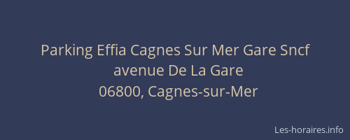 Parking Effia Cagnes Sur Mer Gare Sncf