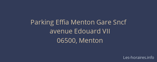 Parking Effia Menton Gare Sncf