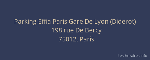 Parking Effia Paris Gare De Lyon (Diderot)