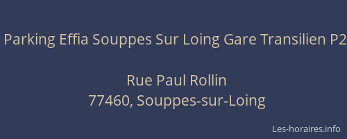 Parking Effia Souppes Sur Loing Gare Transilien P2