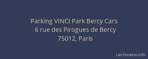 Parking VINCI Park Bercy Cars