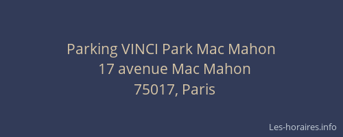 Parking VINCI Park Mac Mahon