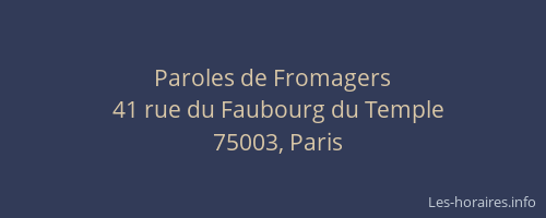 Paroles de Fromagers