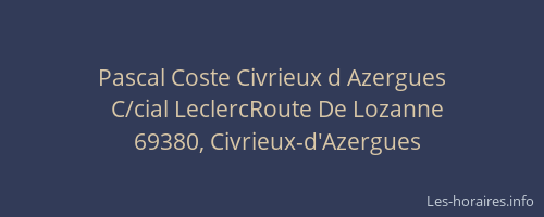 Pascal Coste Civrieux d Azergues