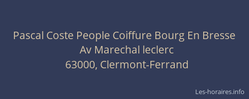 Pascal Coste People Coiffure Bourg En Bresse