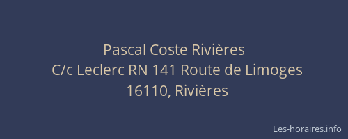 Pascal Coste Rivi&egrave;res