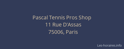 Pascal Tennis Pros Shop