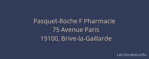 Pasquet-Roche F Pharmacie