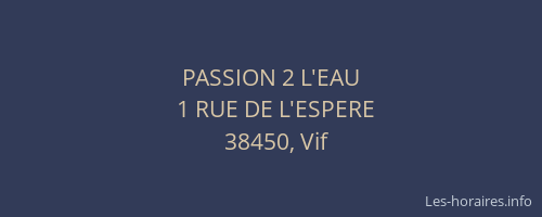 PASSION 2 L'EAU