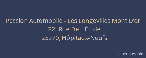 Passion Automobile - Les Longevilles Mont D'or