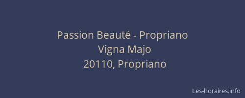 Passion Beaut&eacute; - Propriano