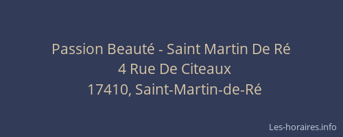 Passion Beaut&eacute; - Saint Martin De R&eacute;