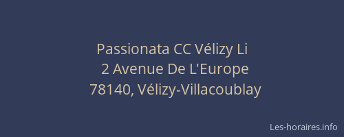 Passionata CC V&eacute;lizy Li