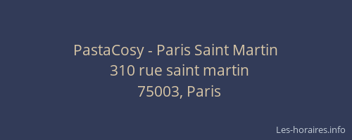 PastaCosy - Paris Saint Martin